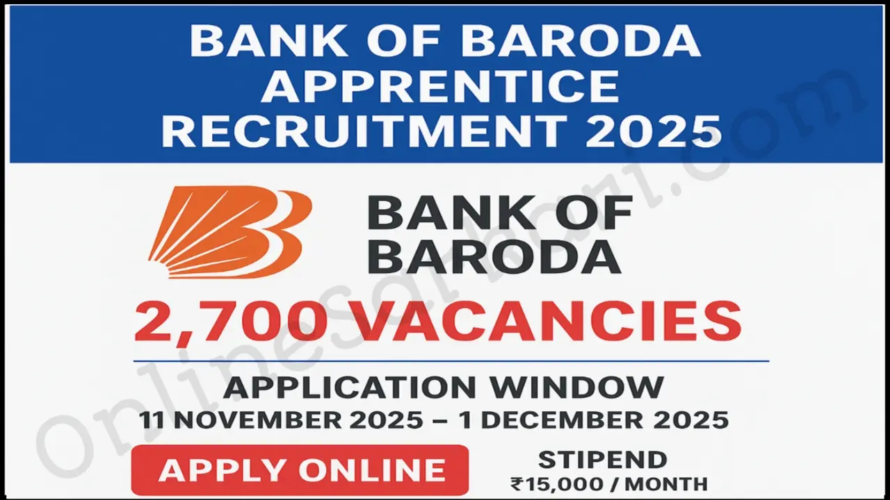 Bank of Baroda Apprentice Recruitment 2025 Notification Released for 2700 Vacancies Apply Online Soon