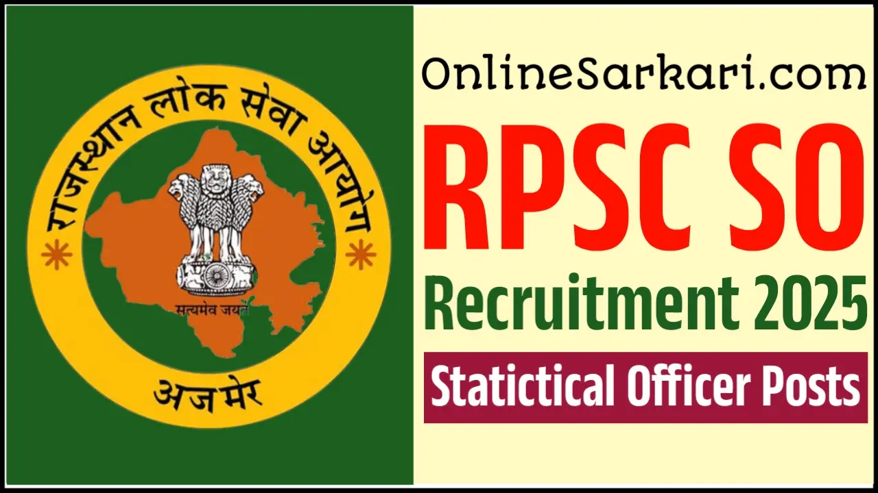 RPSC Statistical Officer Recruitment 2025 SO Notification Out 113 Vacancies, Apply Online Soon
