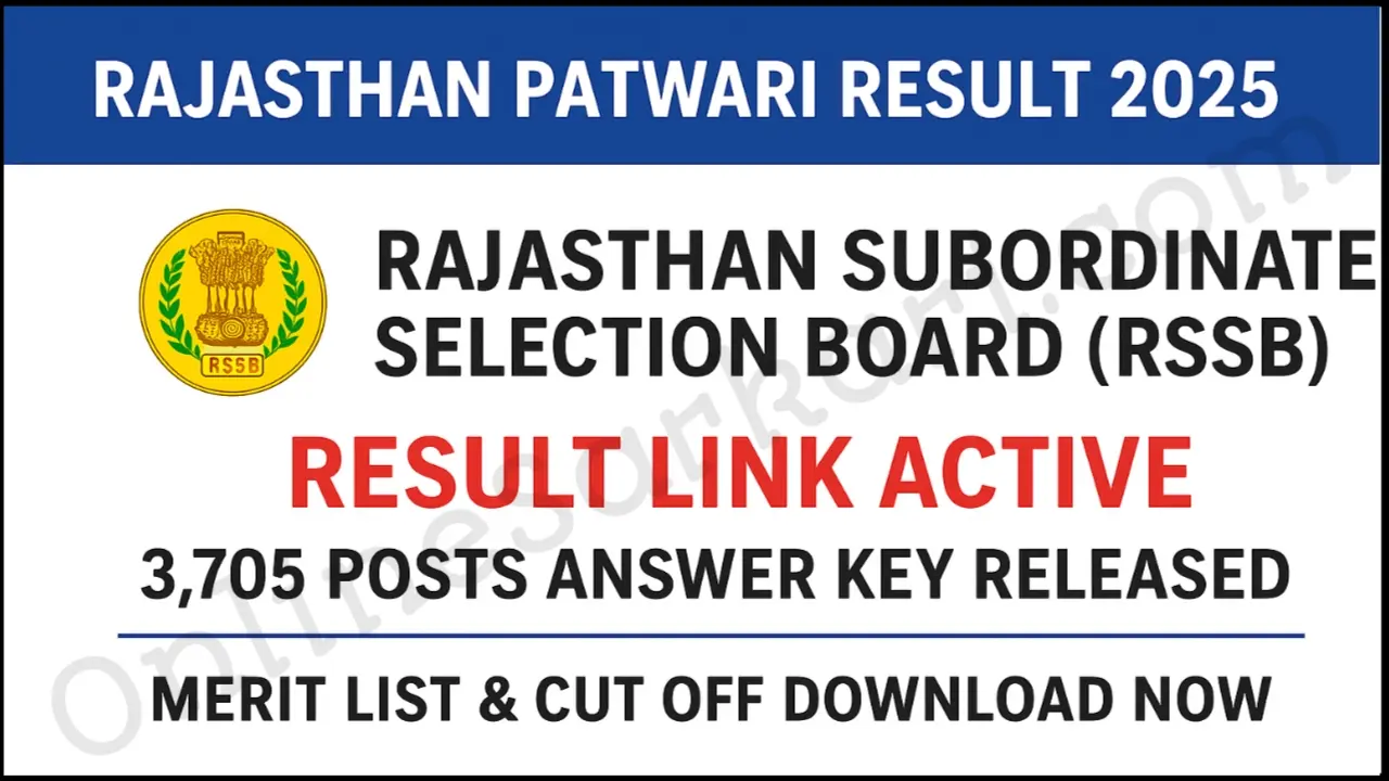 Rajasthan Patwari Result 2025 Date Download Cut Off & Merit List Direct Link