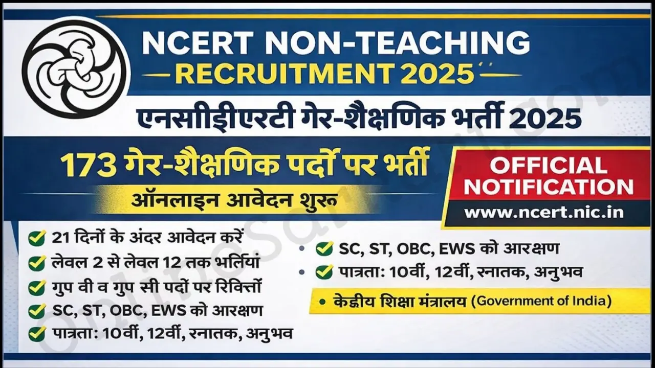 NCERT Non Teaching Recruitment 2026 Notification Released for 173 Posts, Check Eligibility & Exam Dates Apply Online Now