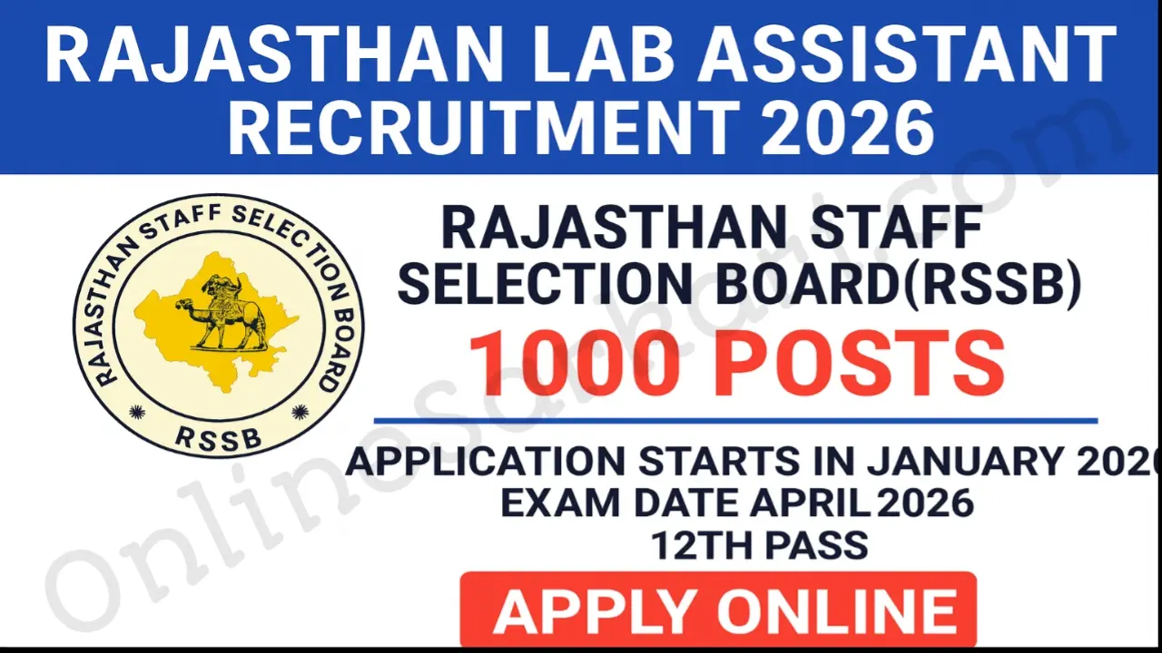 Rajasthan Lab Assistant Recruitment 2026 RSSB Prayogshala Sahayak Notification Soon 1000+ Vacancies, Check Eligibility, Exam Date
