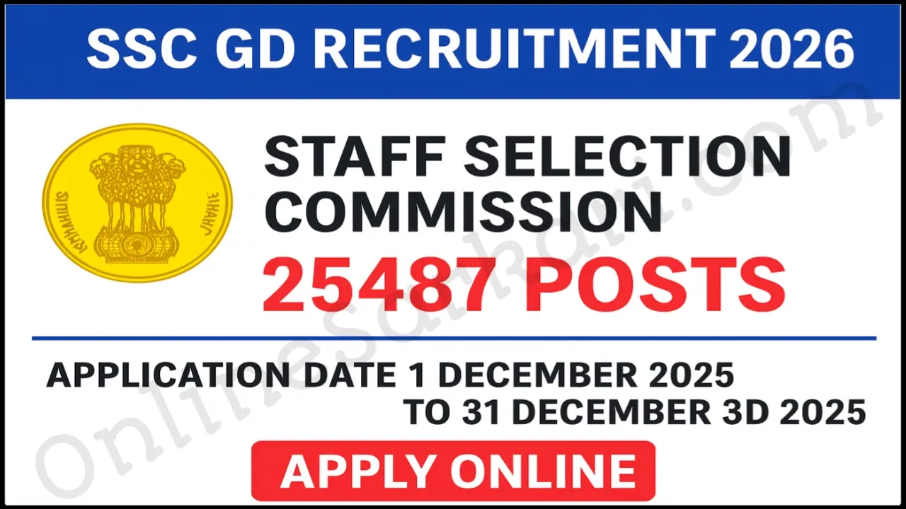 SSC GD Recruitment 2026 Constable Notification Out for 25487 Vacancies, Apply Online Soon