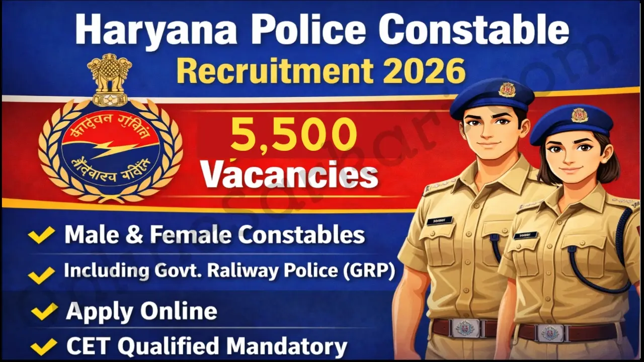 Haryana Police Constable Recruitment 2026 HSSC Notification Out 5500 Vacancies, Apply Online Now