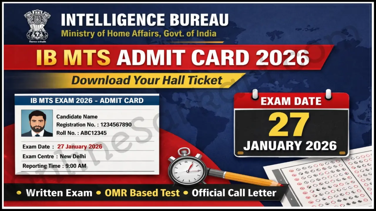 IB MTS Admit Card 2026 Link Active Today Download City Slip, Exam Schedule & Hall Ticket Now