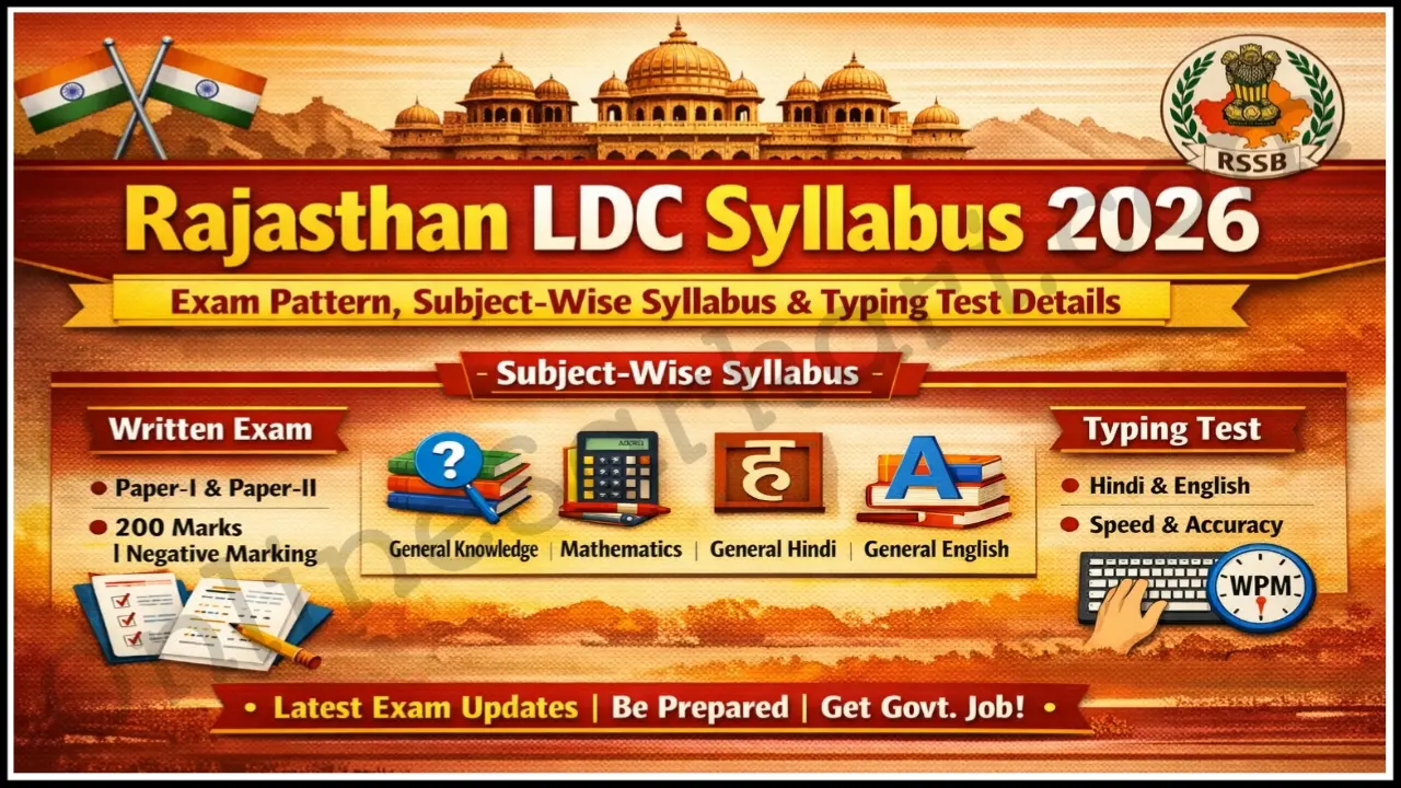 Rajasthan LDC Syllabus 2026 Pdf Download in Hindi/English RSSB Clerk Grade II Exam Pattern