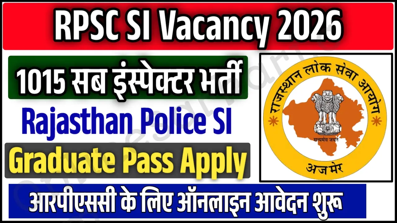 Rajasthan Police SI Recruitment 2026 Notification Out Apply Online RPSC 1015 Sub Inspector Vacancies, Exam Date